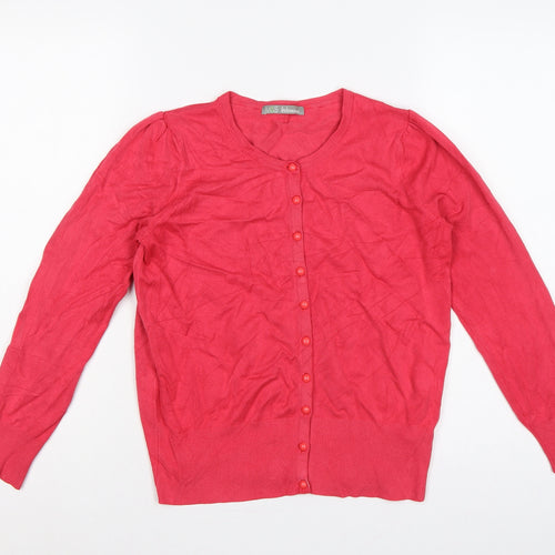 Marks & Spencer Women Pink UK 12 Button Front Long Sleeve Cardigan
