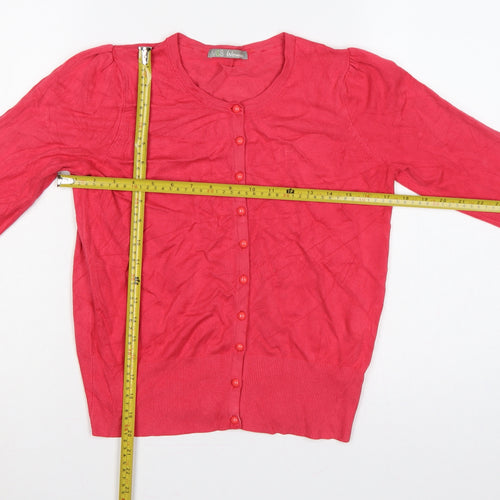 Marks & Spencer Women Pink UK 12 Button Front Long Sleeve Cardigan