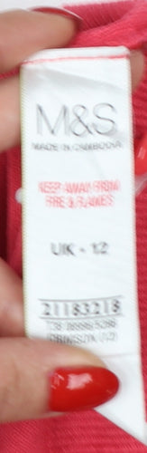 Marks & Spencer Women Pink UK 12 Button Front Long Sleeve Cardigan