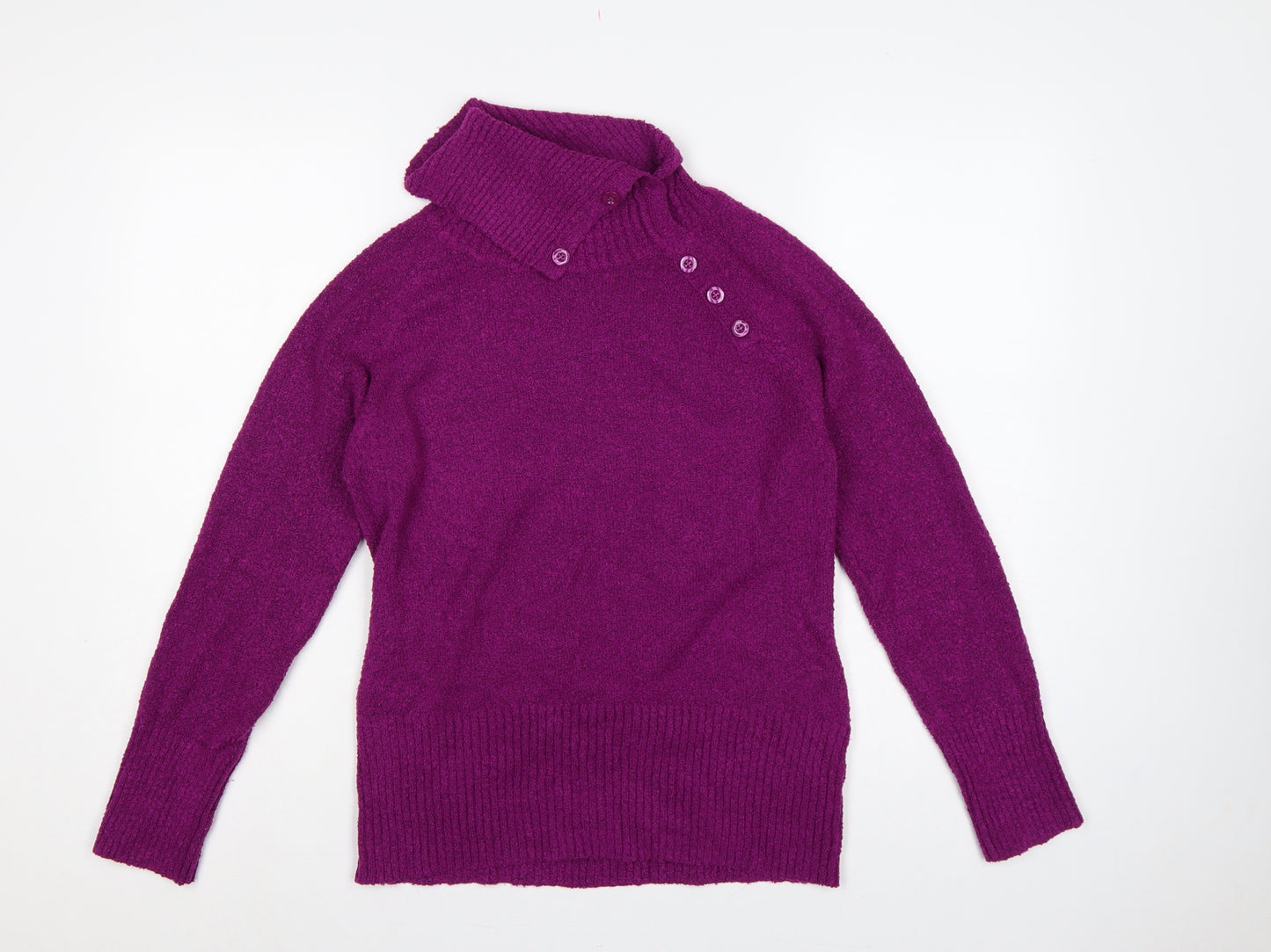 M&Co Women’s Purple Size 14 Henley High Neck Knit Jumper