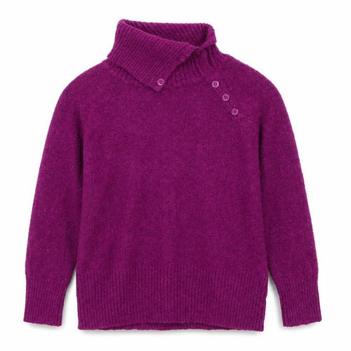 M&Co Women’s Purple Size 14 Henley High Neck Knit Jumper