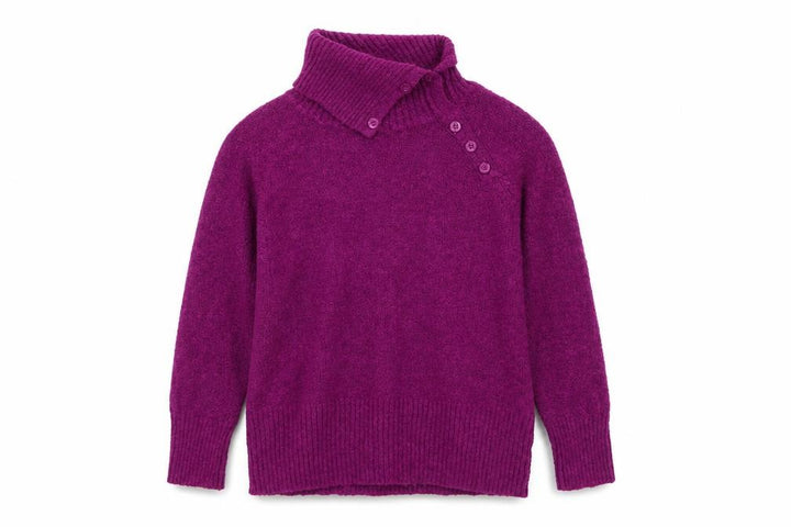M&Co Women’s Purple Size 14 Henley High Neck Knit Jumper
