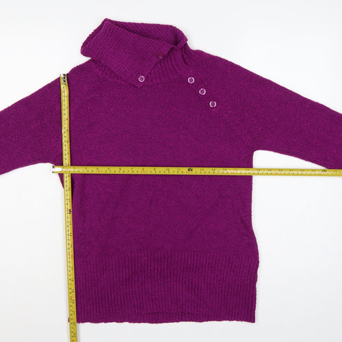 M&Co Women’s Purple Size 14 Henley High Neck Knit Jumper