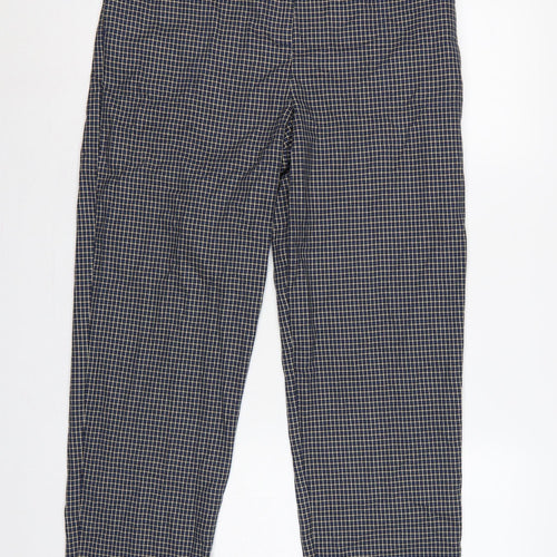 Marks & Spencer Women’s Blue Check Straight Trousers UK 14 Regular