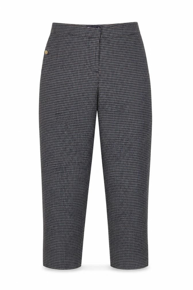 Front view of Marks & Spencer Women’s Blue Check Straight Trousers UK 14 Regular