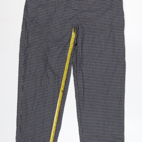 Marks & Spencer Women’s Blue Check Straight Trousers UK 14 Regular