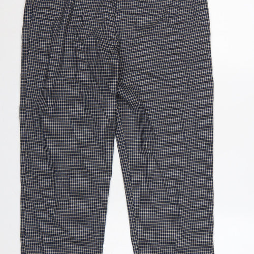 Marks & Spencer Women’s Blue Check Straight Trousers UK 14 Regular