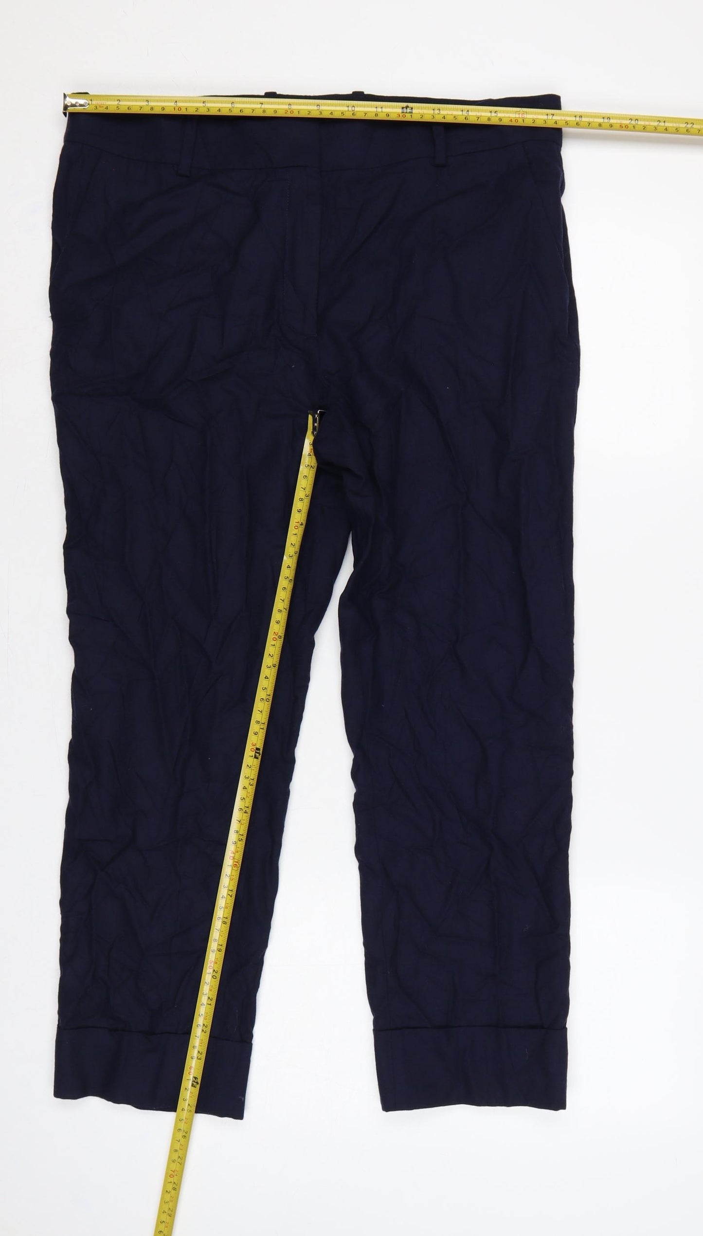 COS Women Blue Wool Tapered Pleated Trousers UK 14 Workwear