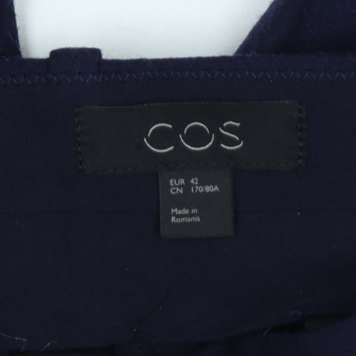 COS Women Blue Wool Tapered Pleated Trousers UK 14 Workwear