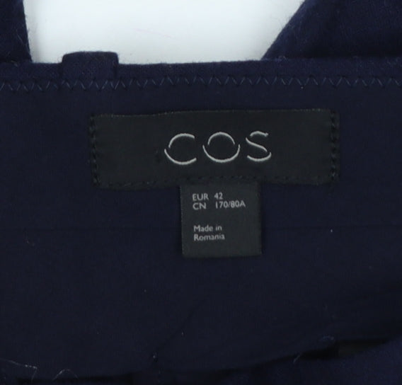 COS Women Blue Wool Tapered Pleated Trousers UK 14 Workwear