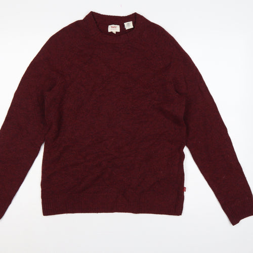 Levi's Men's Red Wool Crew Neck Pullover Jumper Size S