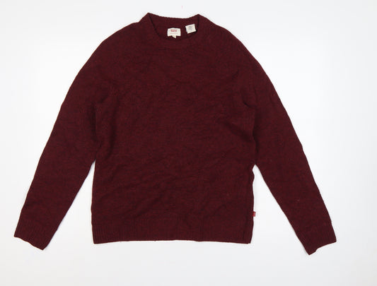 Levi's Men's Red Wool Crew Neck Pullover Jumper Size S