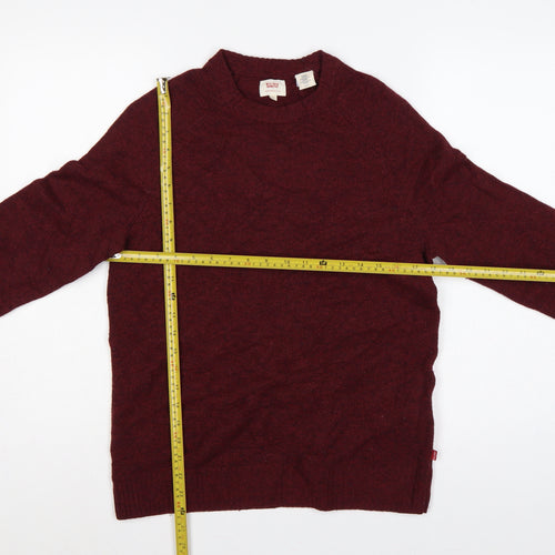 Levi's Men's Red Wool Crew Neck Pullover Jumper Size S