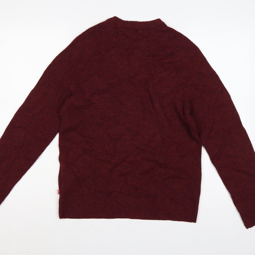 Levi's Men's Red Wool Crew Neck Pullover Jumper Size S