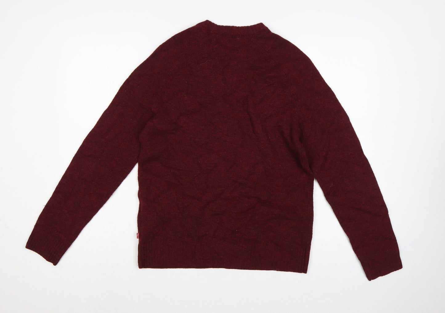 Levi's Men's Red Wool Crew Neck Pullover Jumper Size S