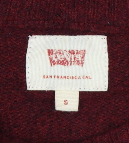 Levi's Men's Red Wool Crew Neck Pullover Jumper Size S