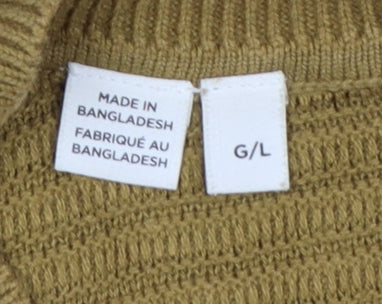 Selected Homme Men's Brown L Cotton Textured Knit Crew Neck Pullover
