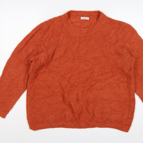 Damart Women Orange UK 20 Textured Knit Crew Neck Pullover Jumper
