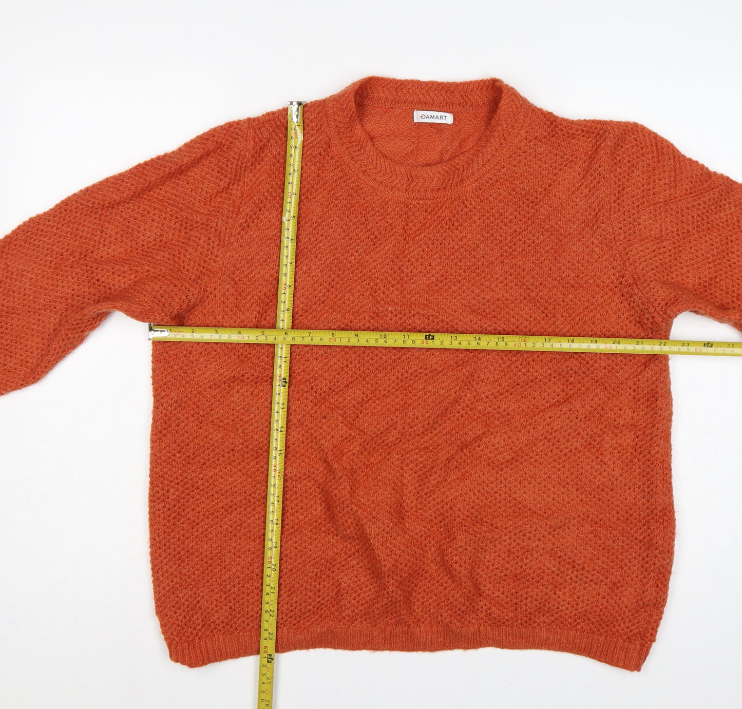 Damart Women Orange UK 20 Textured Knit Crew Neck Pullover Jumper