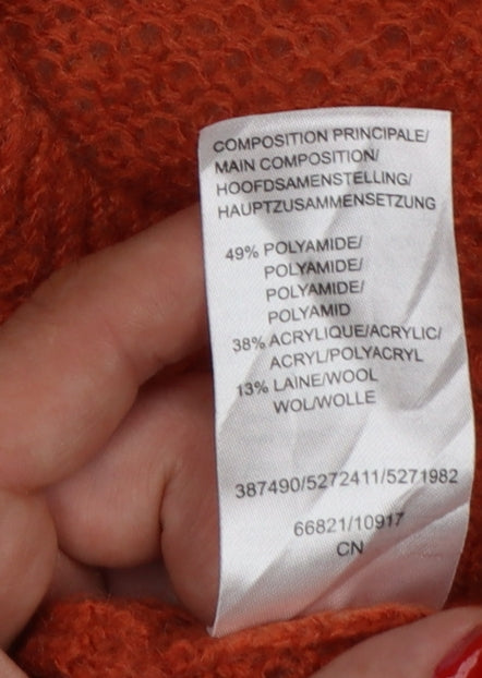 Damart Women Orange UK 20 Textured Knit Crew Neck Pullover Jumper
