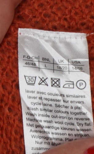 Damart Women Orange UK 20 Textured Knit Crew Neck Pullover Jumper