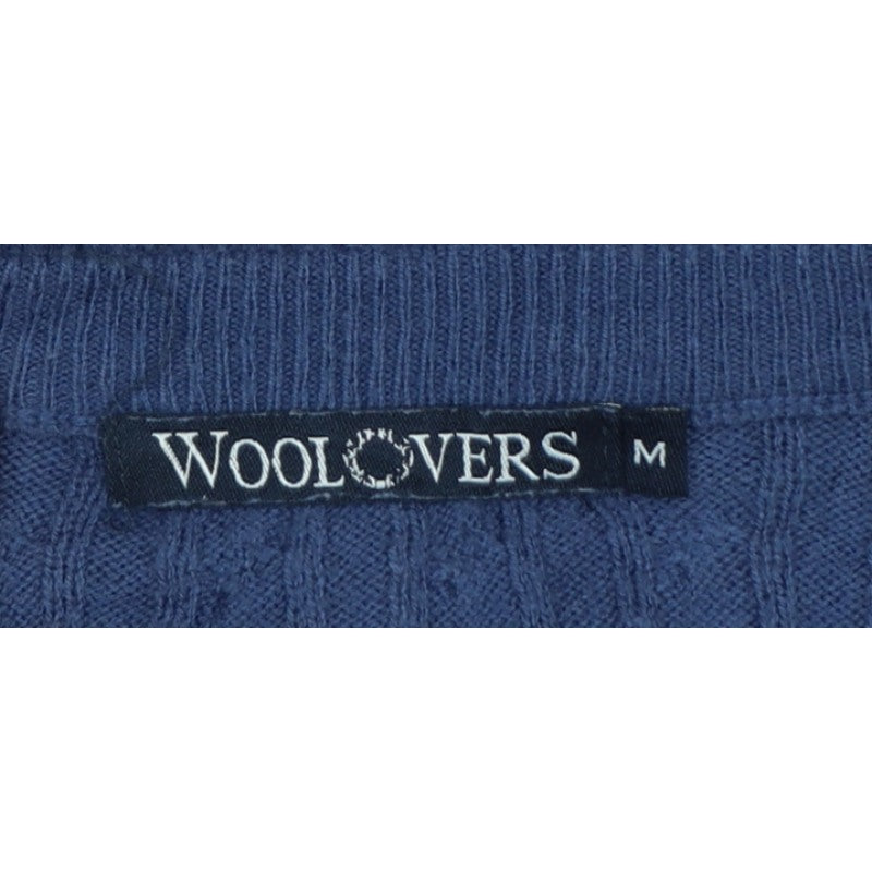 Additional view of WoolOvers men’s blue m cable knit crew neck long sleeve jumper