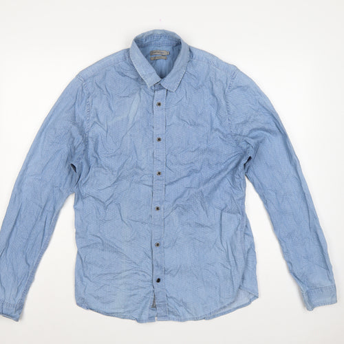 Calvin Klein Jeans Men Blue M Slim Fit Chambray Long Sleeve Shirt
