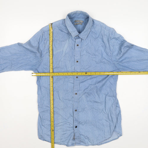 Calvin Klein Jeans Men Blue M Slim Fit Chambray Long Sleeve Shirt