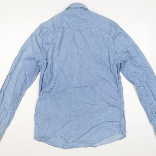 Calvin Klein Jeans Men Blue M Slim Fit Chambray Long Sleeve Shirt