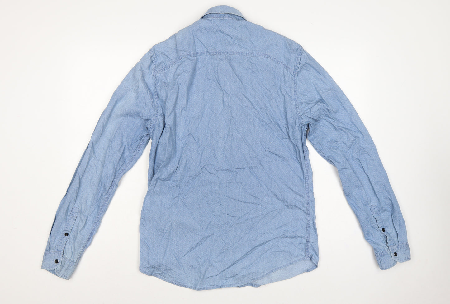 Calvin Klein Jeans Men Blue M Slim Fit Chambray Long Sleeve Shirt