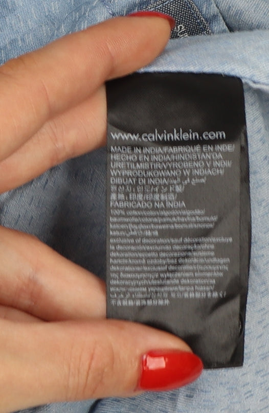 Calvin Klein Jeans Men Blue M Slim Fit Chambray Long Sleeve Shirt