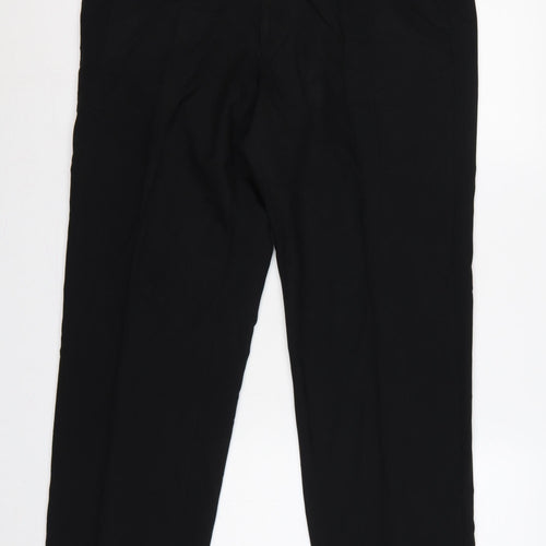 Marks and Spencer Men's Black 36 Regular Dress Trousers 29in Straight