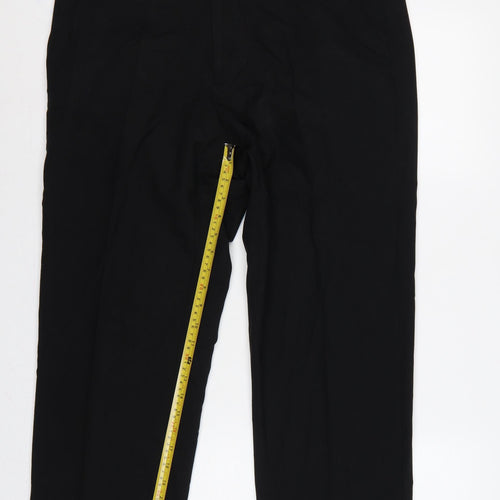 Marks and Spencer Men's Black 36 Regular Dress Trousers 29in Straight