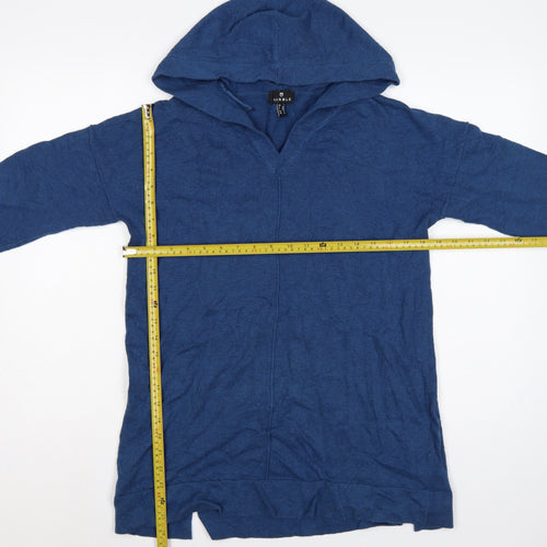 Marble Women’s Blue Size 10 Hooded Cotton Knit Tunic Jumper