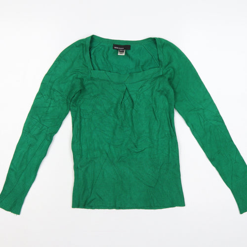 Mango Basics Women Green XS Square Neck Raglan Knit Jumper