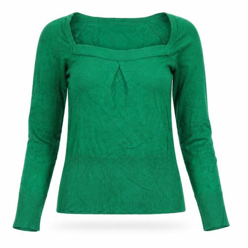 Mango Basics Women Green XS Square Neck Raglan Knit Jumper