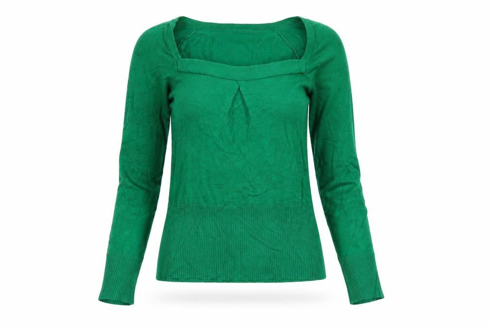 Mango Basics Women Green XS Square Neck Raglan Knit Jumper