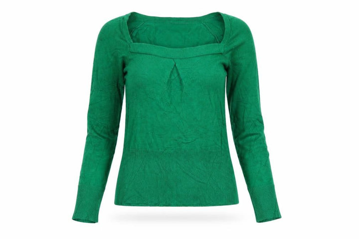Mango Basics Women Green XS Square Neck Raglan Knit Jumper