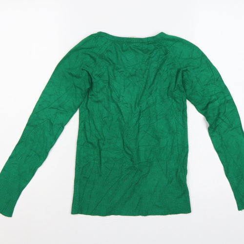 Mango Basics Women Green XS Square Neck Raglan Knit Jumper