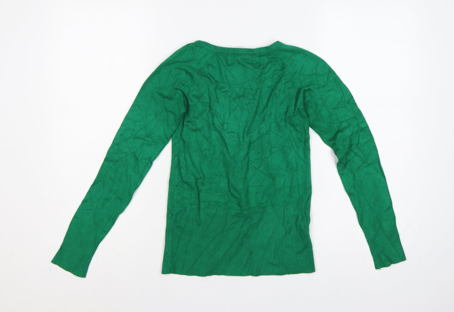 Mango Basics Women Green XS Square Neck Raglan Knit Jumper