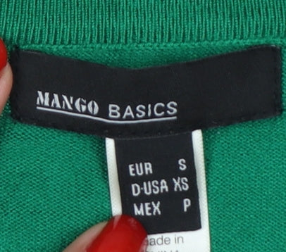 Mango Basics Women Green XS Square Neck Raglan Knit Jumper