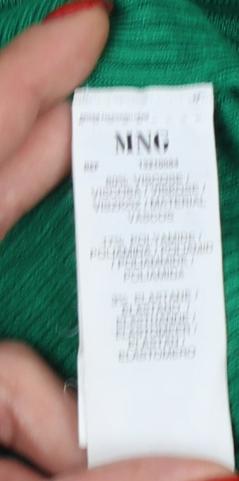 Mango Basics Women Green XS Square Neck Raglan Knit Jumper