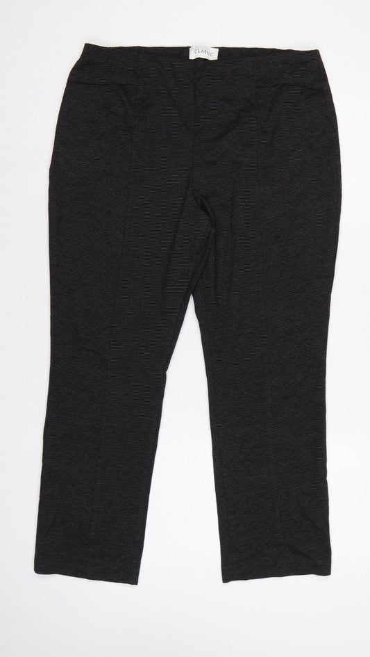 M&S Women’s Black UK 16 Short Pinstripe Stretch Leggings