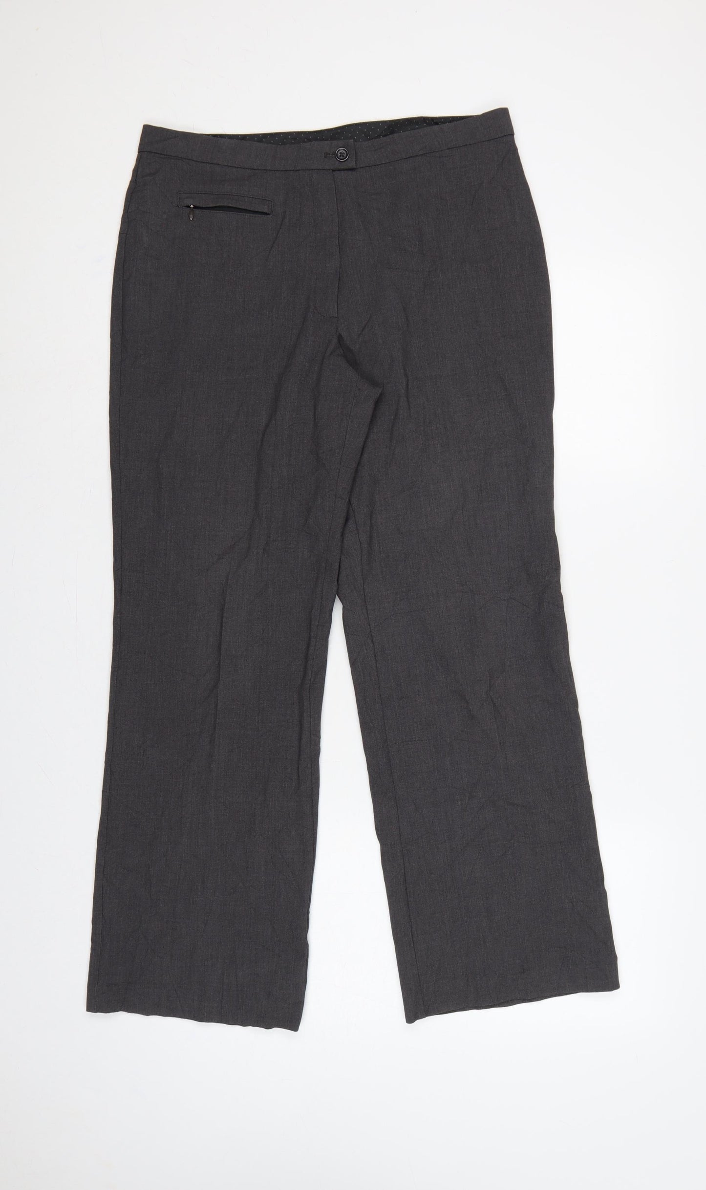 Marks and Spencer Women Grey UK 12 Short Straight Dress Trousers