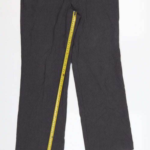 Marks and Spencer Women Grey UK 12 Short Straight Dress Trousers