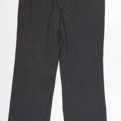 Marks and Spencer Women Grey UK 12 Short Straight Dress Trousers