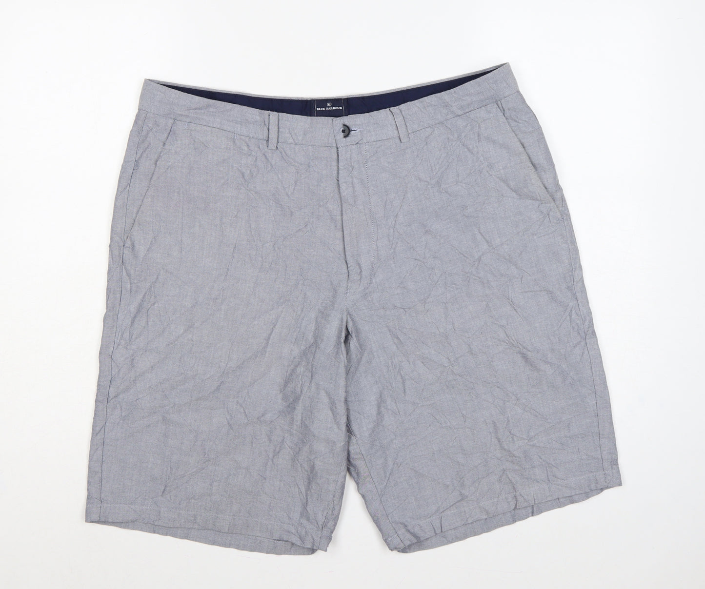Marks & Spencer Men Grey 38in Cotton Chino Shorts Blue Harbour