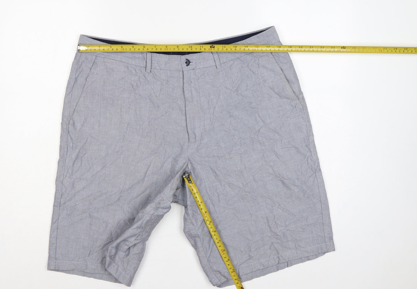 Marks & Spencer Men Grey 38in Cotton Chino Shorts Blue Harbour