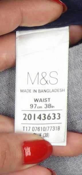 Marks & Spencer Men Grey 38in Cotton Chino Shorts Blue Harbour