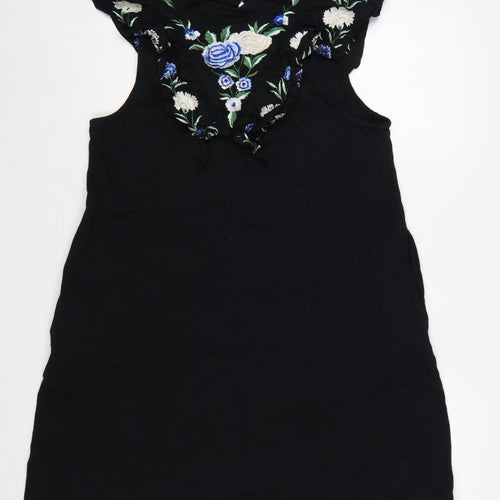 ASOS Design Women Black UK 16 Off Shoulder Bodycon Floral Embroidered Dress